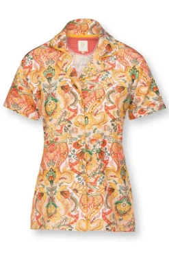 Bluse Kurze Armeln Kyoto Festival Gelb