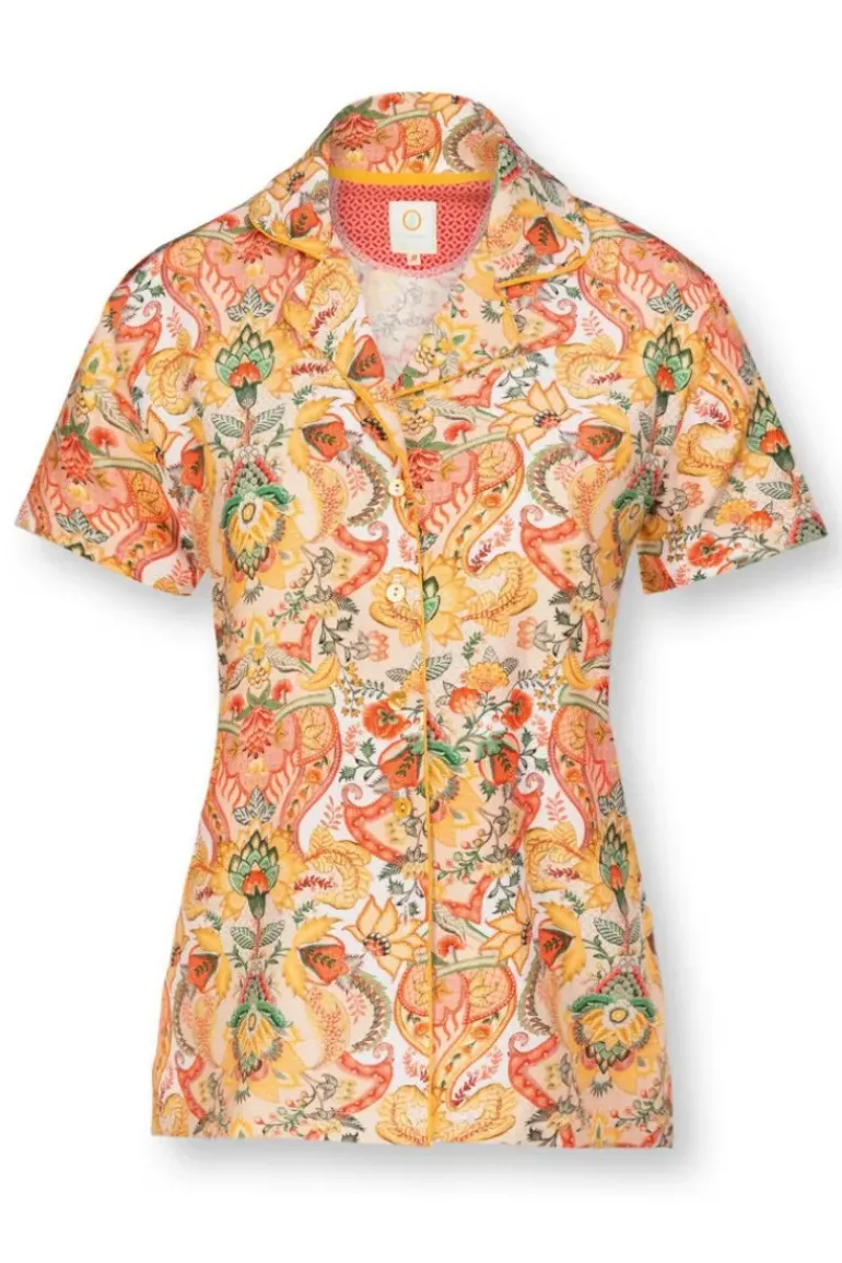 Bluse Kurze Armeln Kyoto Festival Gelb