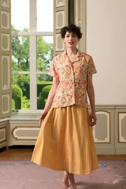 Bluse Kurze Armeln Kyoto Festival Gelb