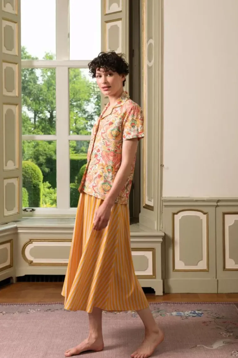 Bluse Kurze Armeln Kyoto Festival Gelb