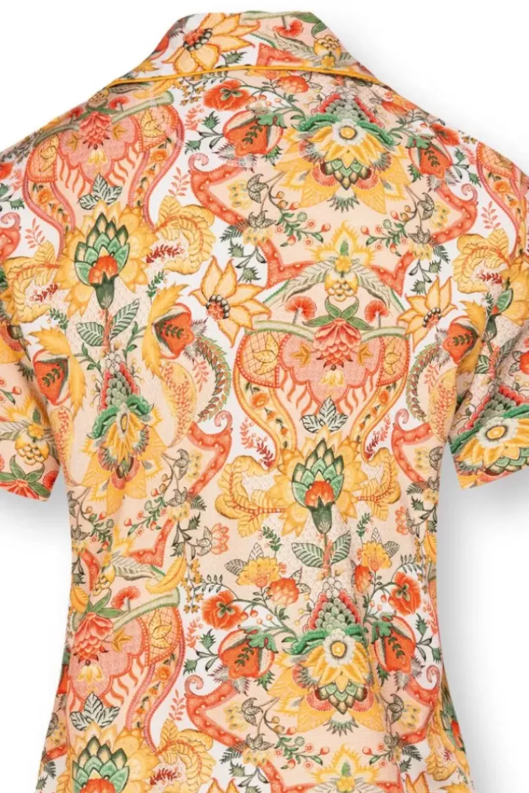Bluse Kurze Armeln Kyoto Festival Gelb