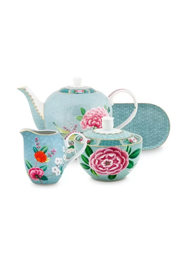 Blushing Birds Tee Set/4 Blau