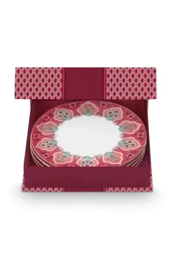 Flower Festival Set/4 Frühstücksteller Dunkel 21Cm