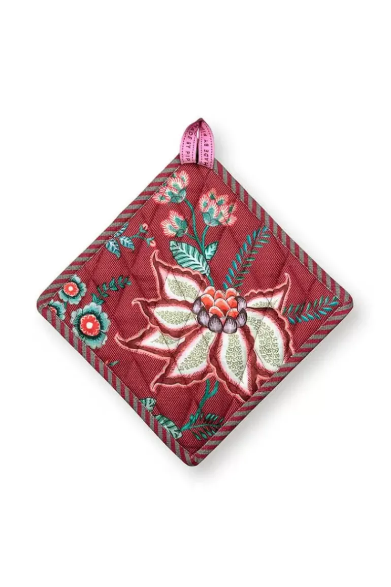 Flower Festival Topflappen Quadratisch Dunkelrosa