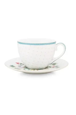 Jolie Cappuccino Tasse & Untertasse Dots Gold
