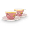 La Majorelle Set/2 Cappuccino Tassen & Undertassen Rosa
