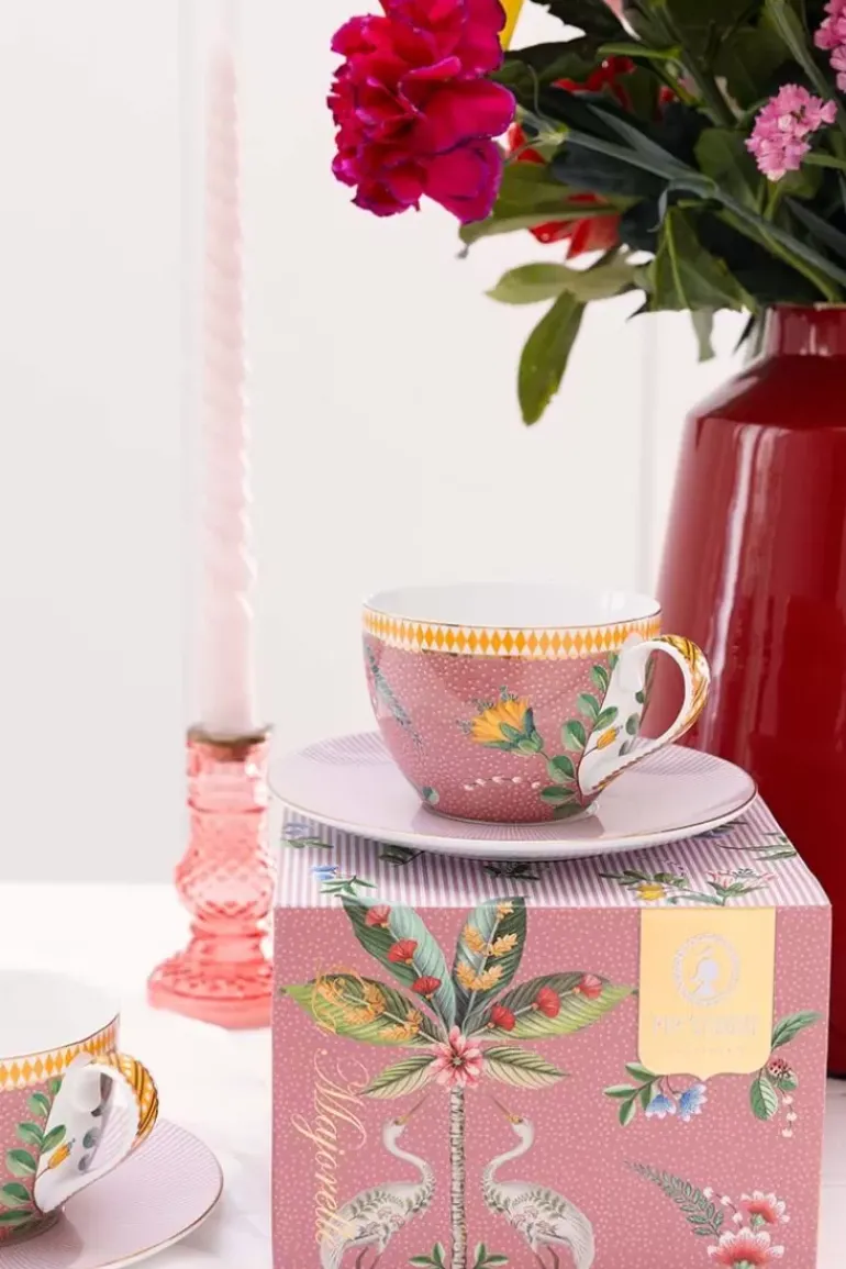 La Majorelle Set/2 Cappuccino Tassen & Undertassen Rosa