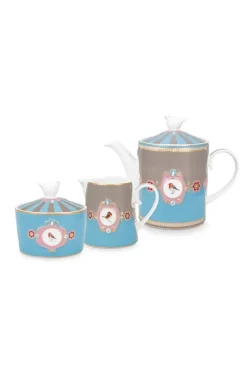 Love Birds Tee Set/3 Blau/Khaki