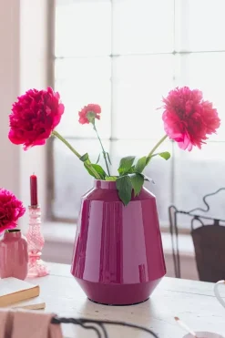 Metall Vase Rosa 29 Cm