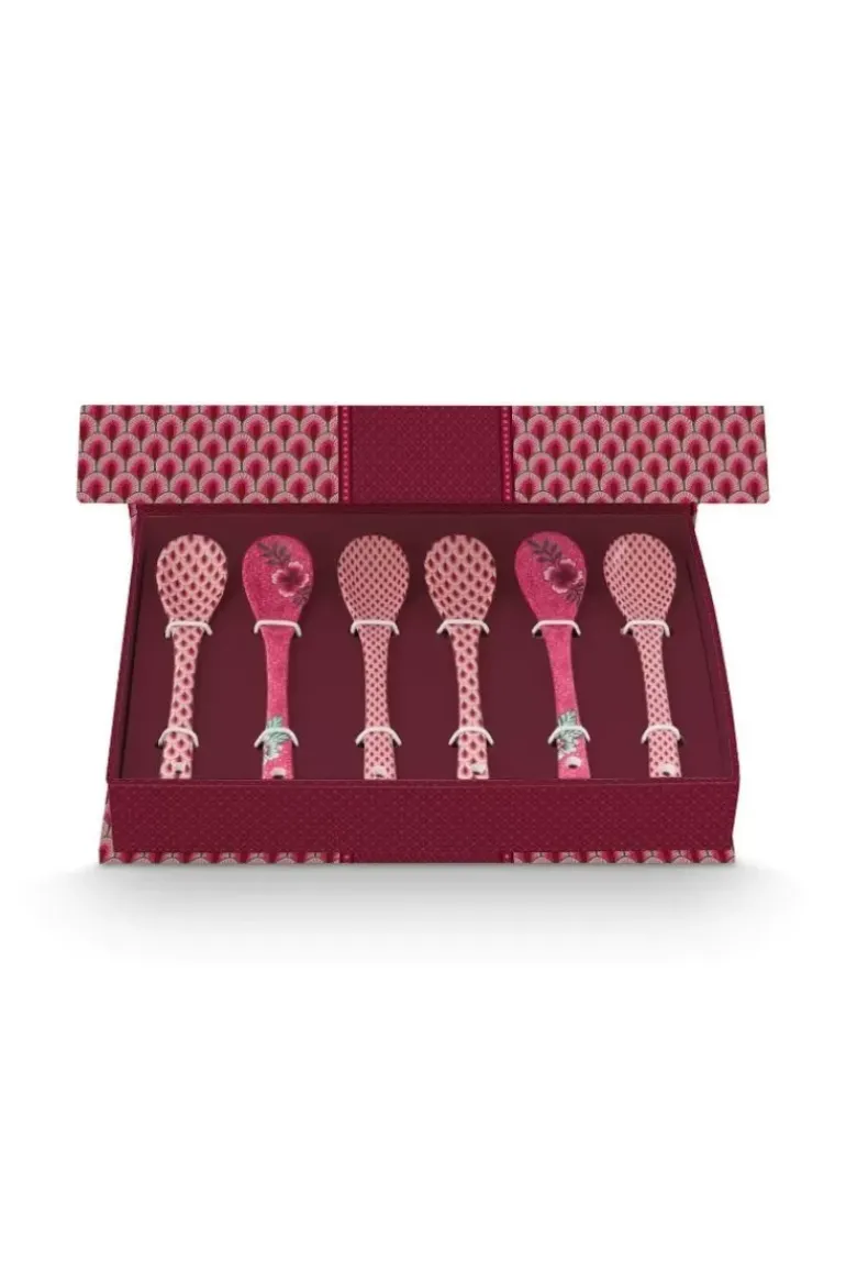Oriental Flower Festival Set/6 Teeloffel Dunkel