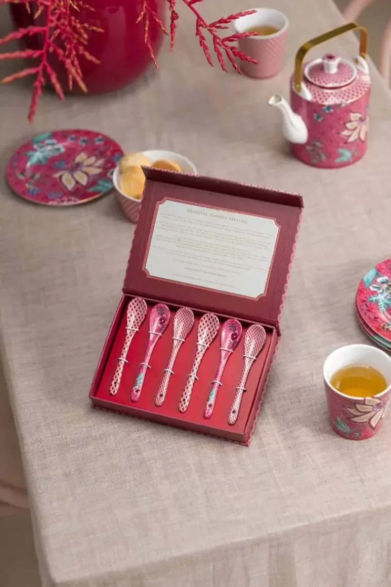 Oriental Flower Festival Set/6 Teeloffel Dunkel