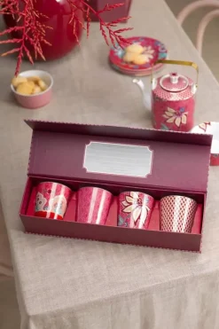 Oriental Flower Festival Set/4 Tassen Dunkel