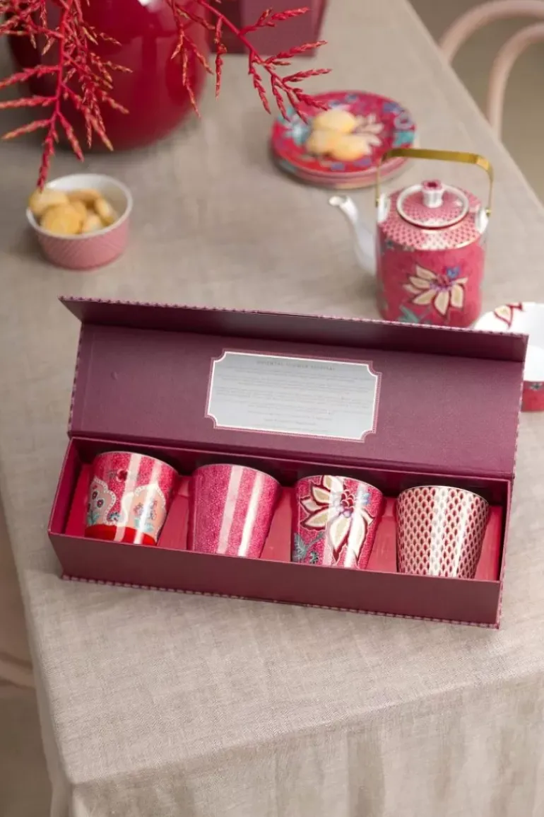 Oriental Flower Festival Set/4 Tassen Dunkel