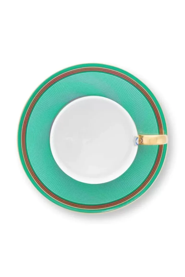 Pip Chique Stripes Cappuccino Tasse & Untertasse Rosa/Grun