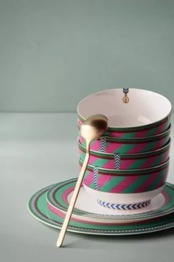 Pip Chique Stripes Frühstücksteller Rosa/Grun 23Cm