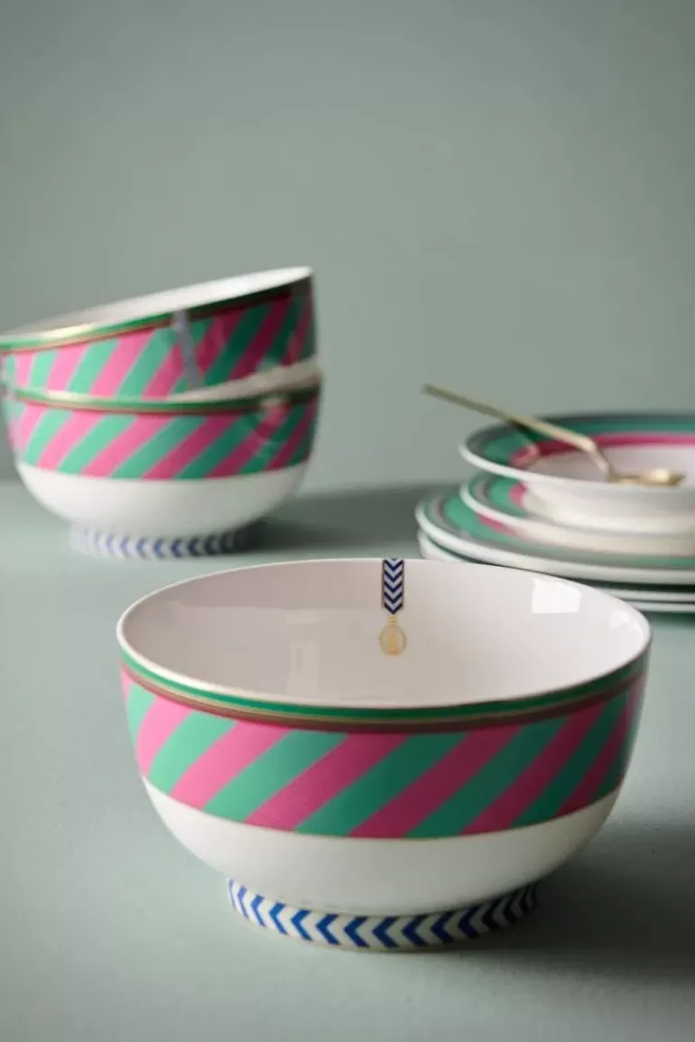 Pip Chique Stripes Schale Rosa/Grun 20.5Cm