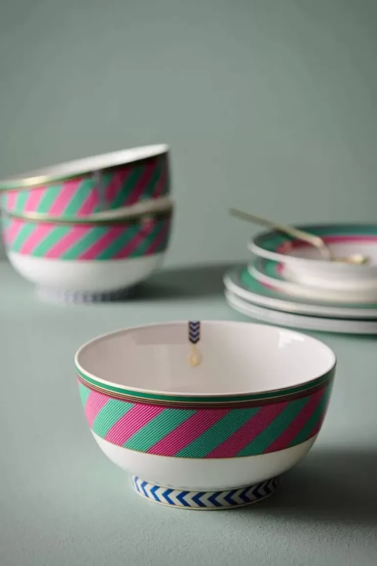 Pip Chique Stripes Schale Rosa/Grun 18Cm