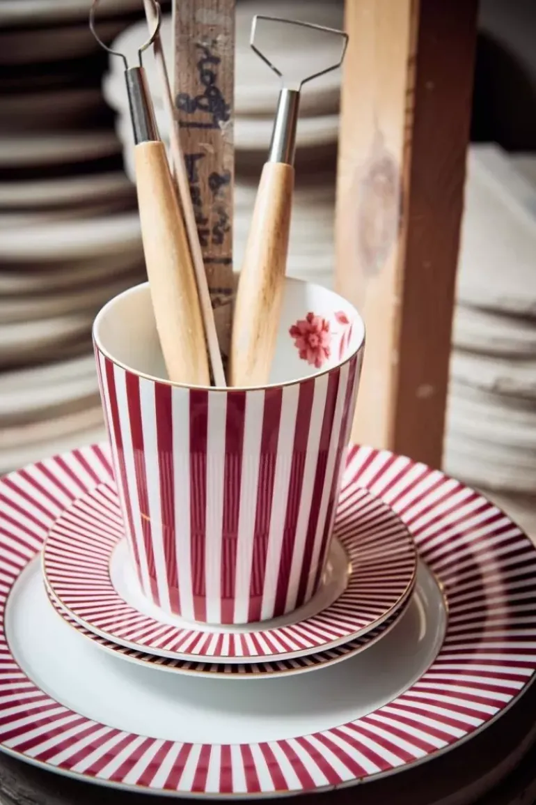 Royal Stripes Petit Four Dunkelrosa 12Cm