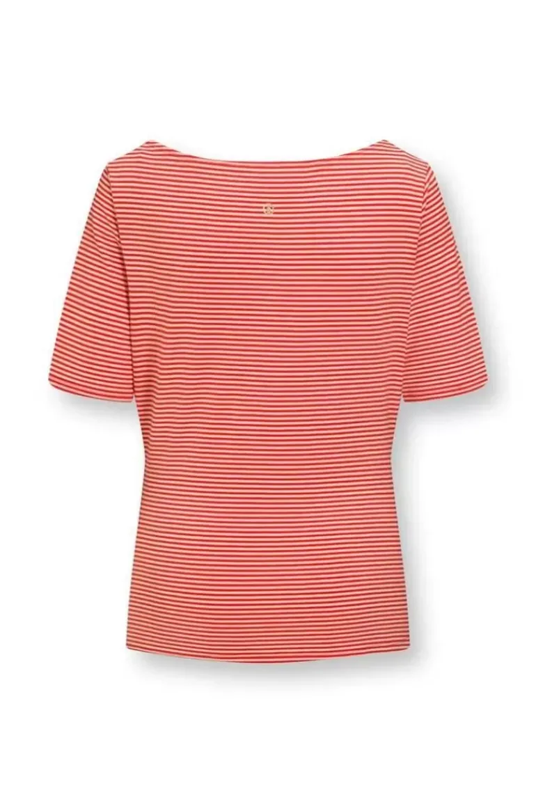 Top Kurze Armel Little Sumo Stripe Koralle
