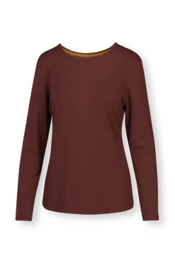 Top Lange Armel Solid Terra Rot