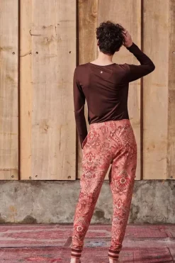 Top Lange Armel Solid Terra Rot