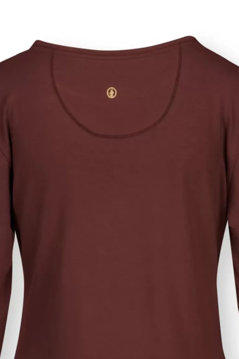 Top Lange Armel Solid Terra Rot