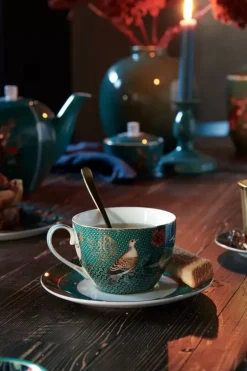 Winter Wonderland Set/2 Cappuccino Tasse & Untertasse Grun